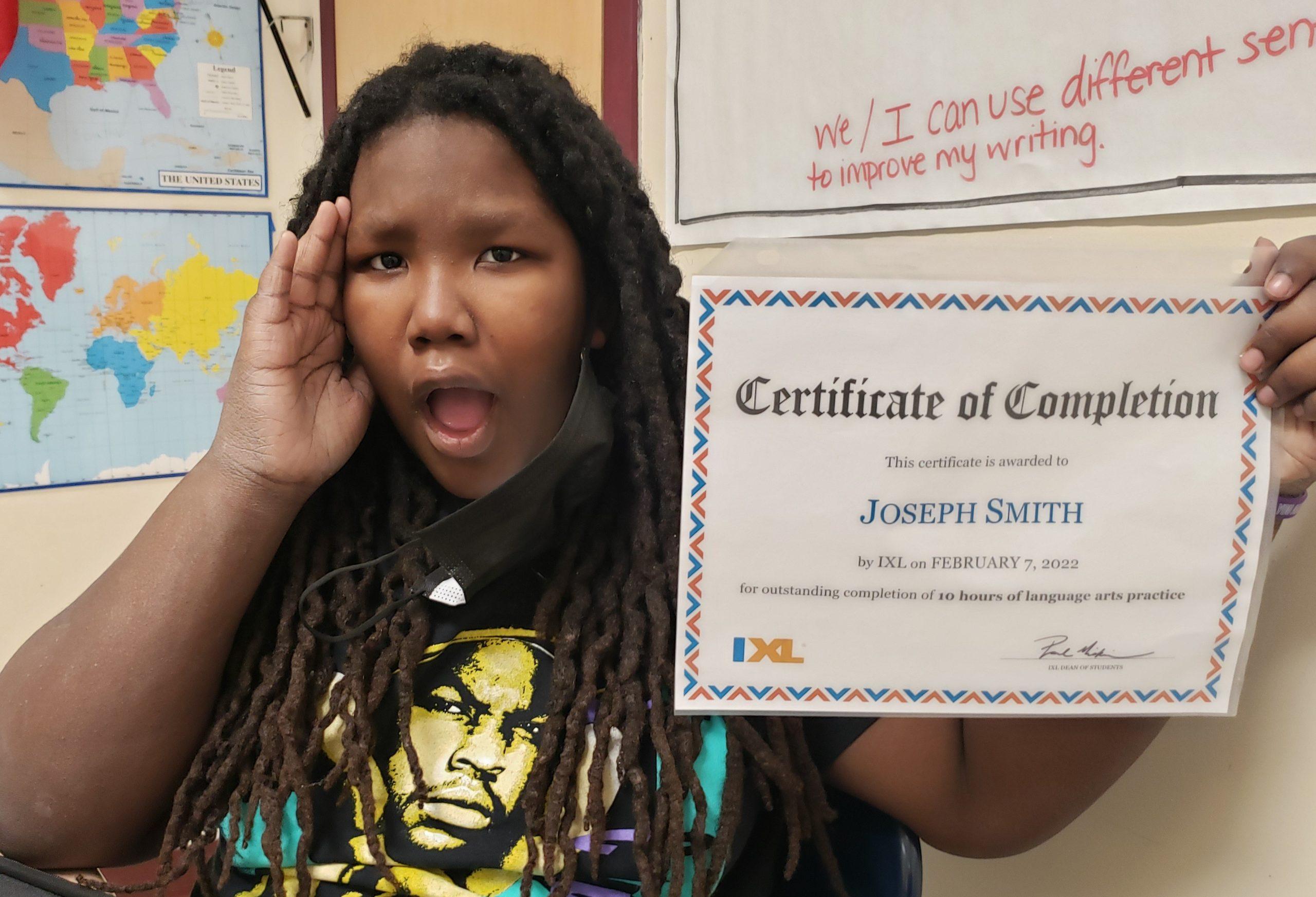 IXL Certificate of Completion